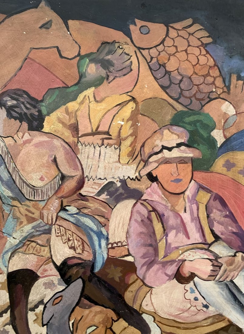 Abstract oil painting Picnic (based on Mikhail Larionov) V. Konotopsky - 6
