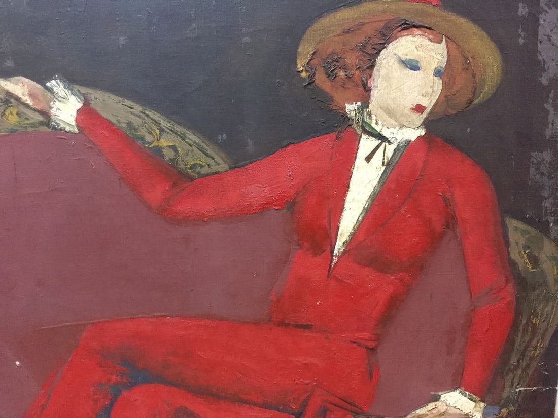 Oil painting Lady in red Alexey Fedorovich Vlasov - 2