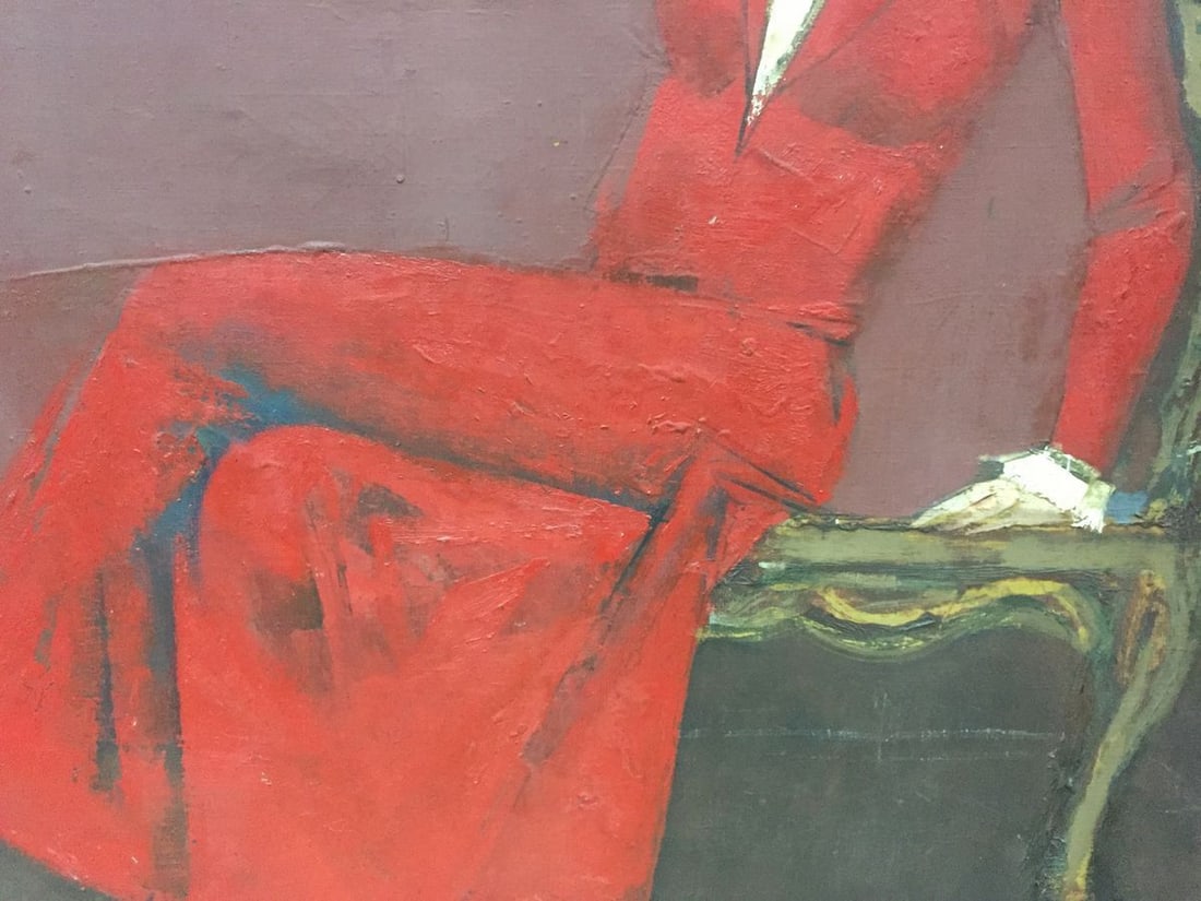Oil painting Lady in red Alexey Fedorovich Vlasov - 3
