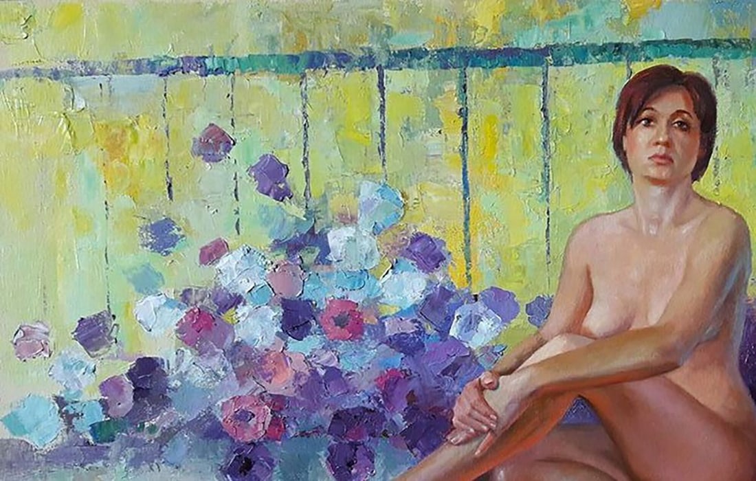 Oil painting Woman in petunia Serdyuk Boris Petrovich - 2