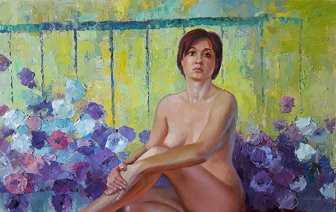 Oil painting Woman in petunia Serdyuk Boris Petrovich - 3
