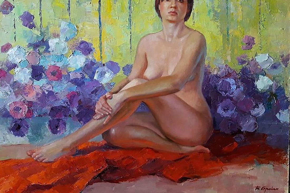 Oil painting Woman in petunia Serdyuk Boris Petrovich - 5
