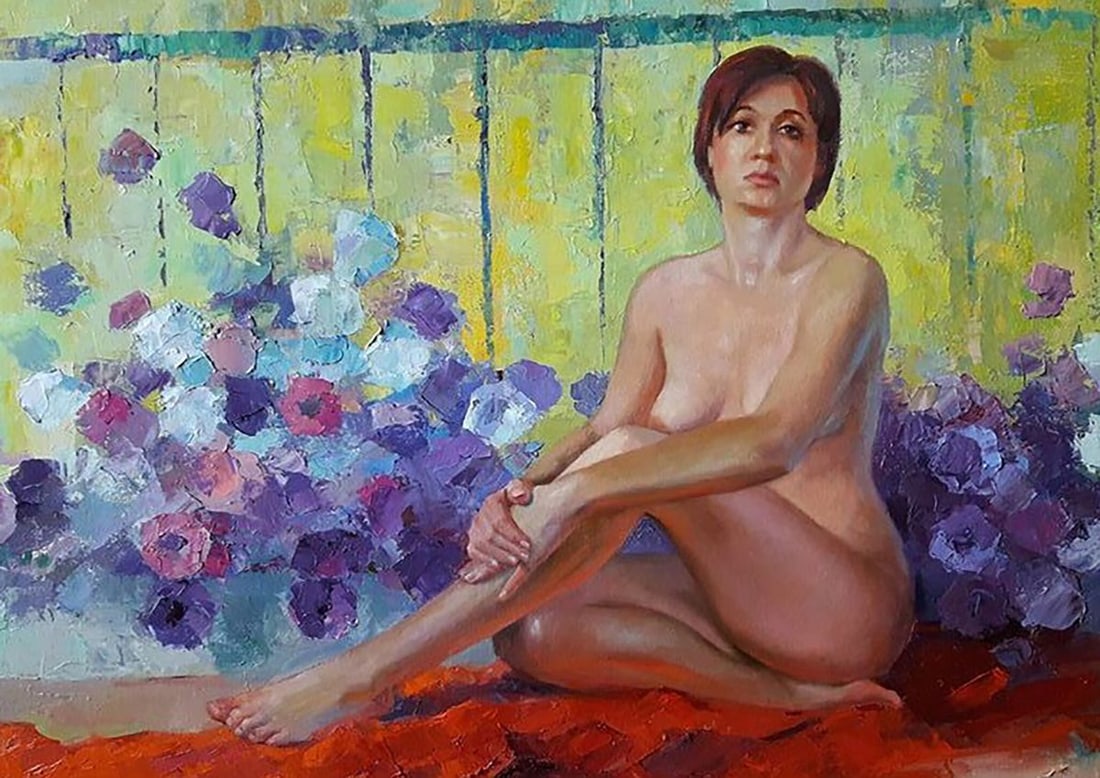 Oil painting Woman in petunia Serdyuk Boris Petrovich - 6