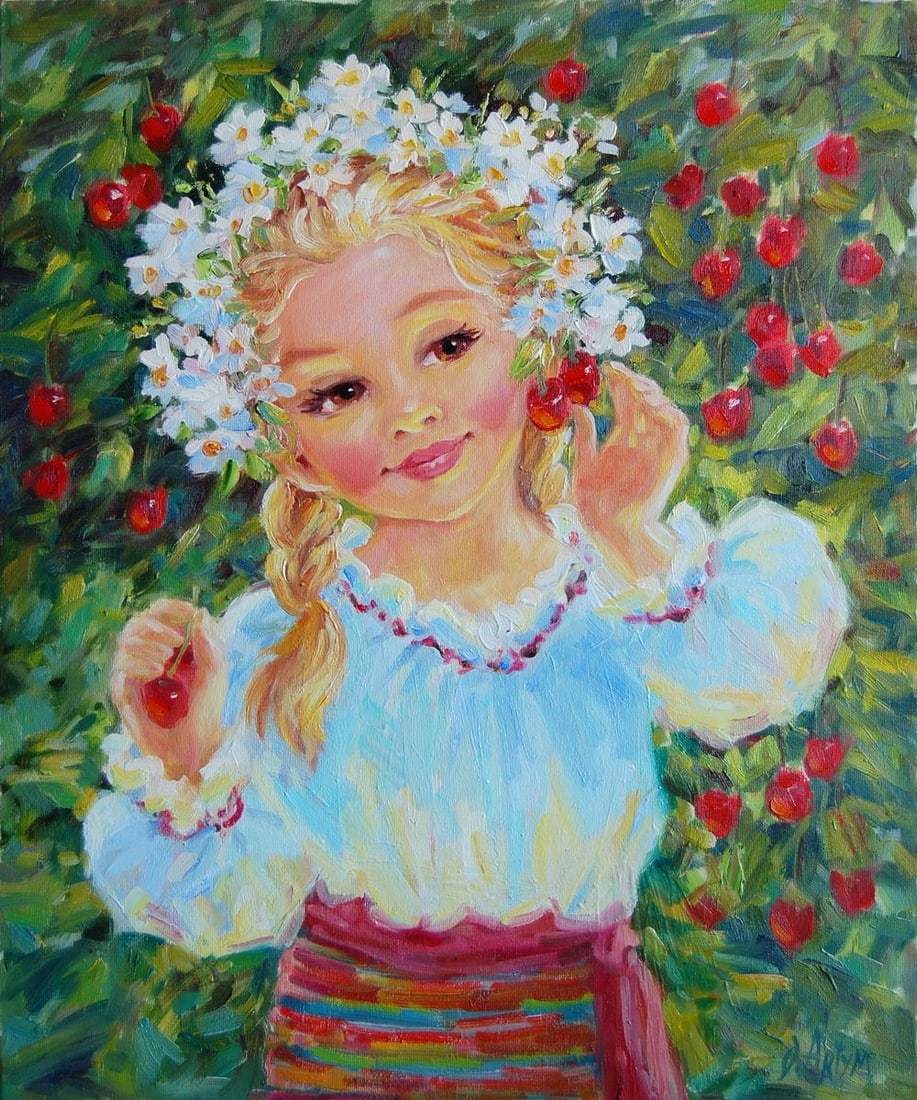 Oil painting Cherry dumplings: Title: Oil painting Cherry dumplings Description: NoKotmin 1 *** ABOUT THIS PAINTING *** * TITLE: "Cherry dumplings" * ARTISTS: Kotmin Olga * SIZE: 60x50 cm/'23.62x19.68 inches' * MEDIUM: oil, canvas