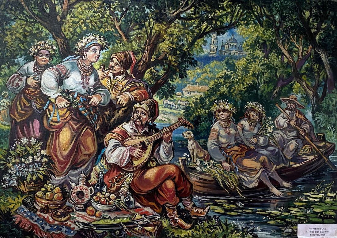 Oil painting Song in the village of Sula Alexander Arkadievich Litvinov: Title: Oil painting Song in the village of Sula Alexander Arkadievich Litvinov Description: NoLitv 114 *** ABOUT THIS PAINTING *** * TITLE: "Song in the village of Sula" * ARTISTS: Alexander