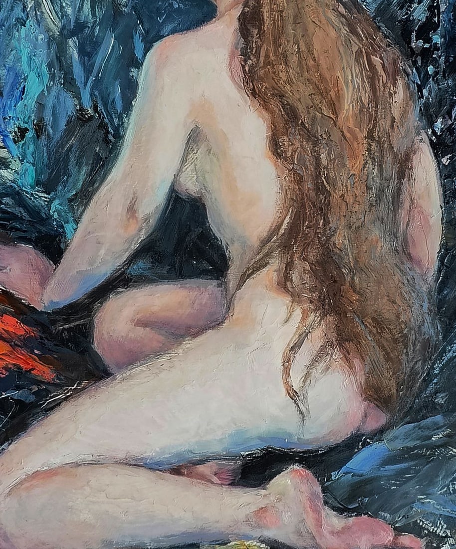 Oil painting Portrait of a girl on a towel Oksana Osnach - 6