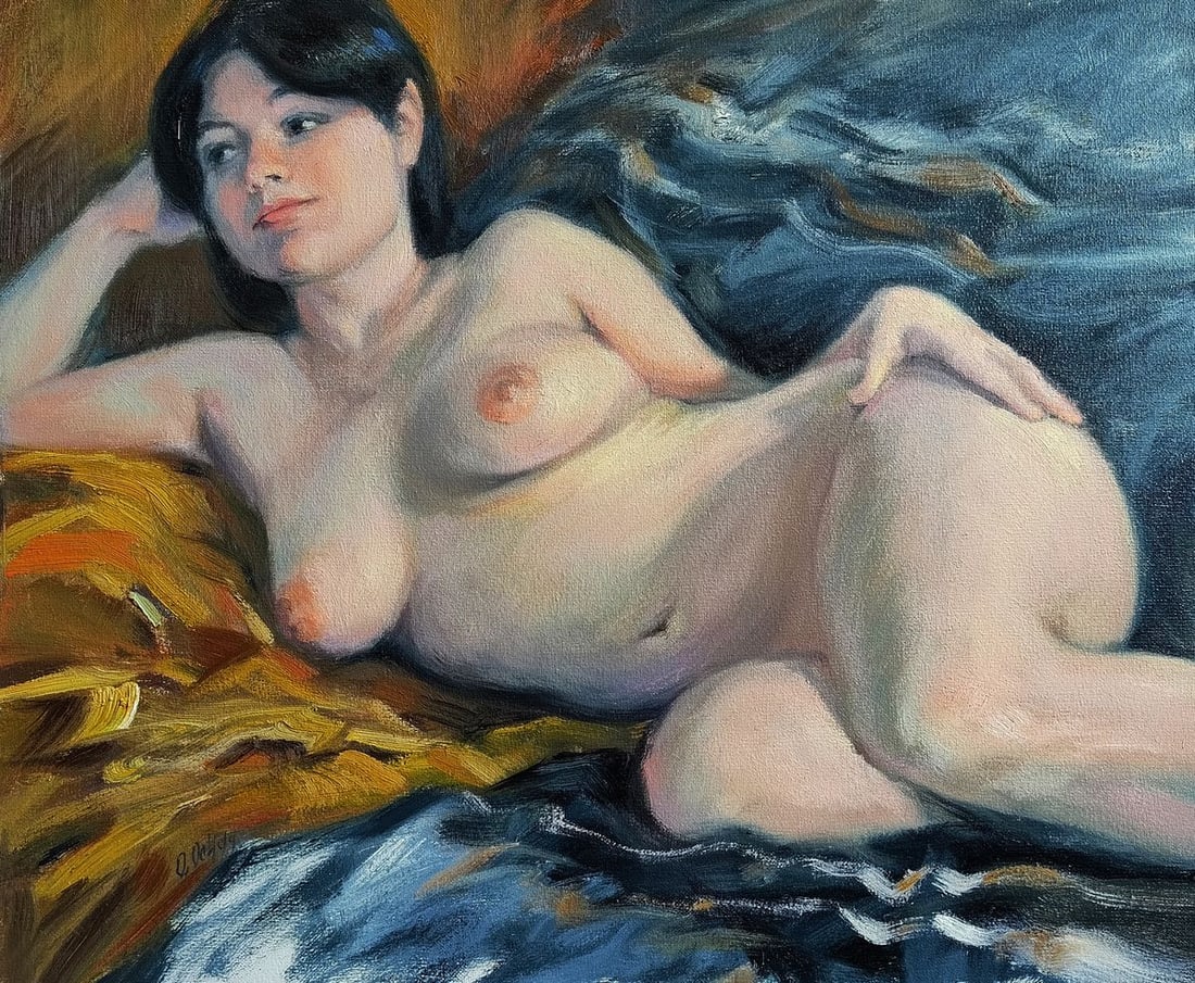 Oil painting I see you in my dreams Oksana Osnach: Title: Oil painting I see you in my dreams Oksana Osnach Description: Procach 146The Oil painting Canvas titled "I see you in my dreams" reveals an intimate and dreamlike vision of feminine beauty,