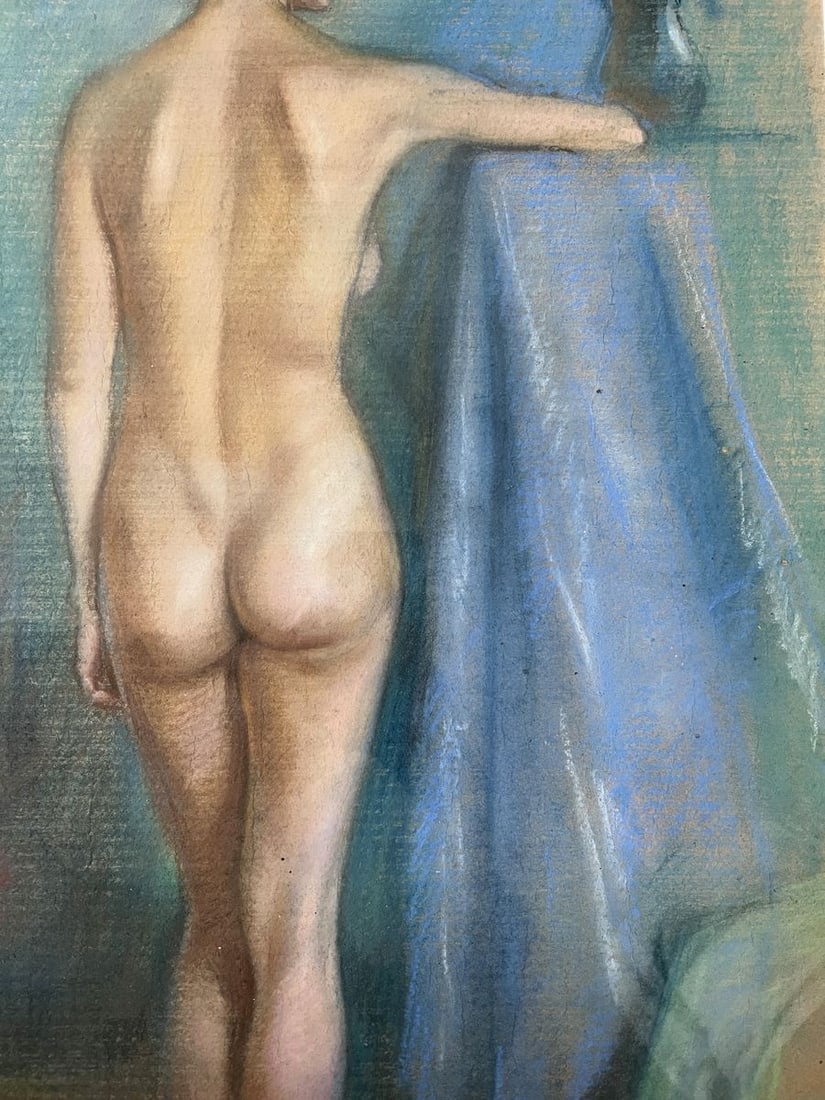 Pastel painting Naked girl with flowers V. Mishurovsky - 5