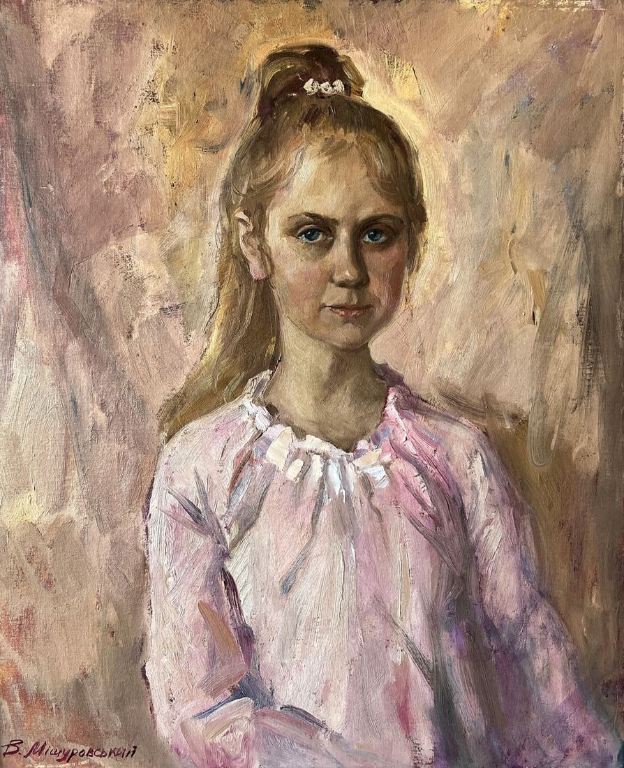 Oil painting Vasilisa V. Mishurovsky: Title: Oil painting Vasilisa V. Mishurovsky Description: No173"Vasilisa" by Viktor Myshurovsky is a captivating portrait that showcases the artist's skill in capturing the essence and personality of