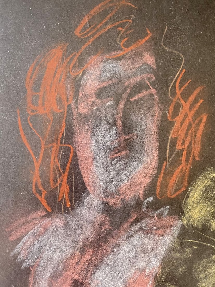 Crayons painting Portrait of a woman Valentin Dmytrovych Khrushch - 2
