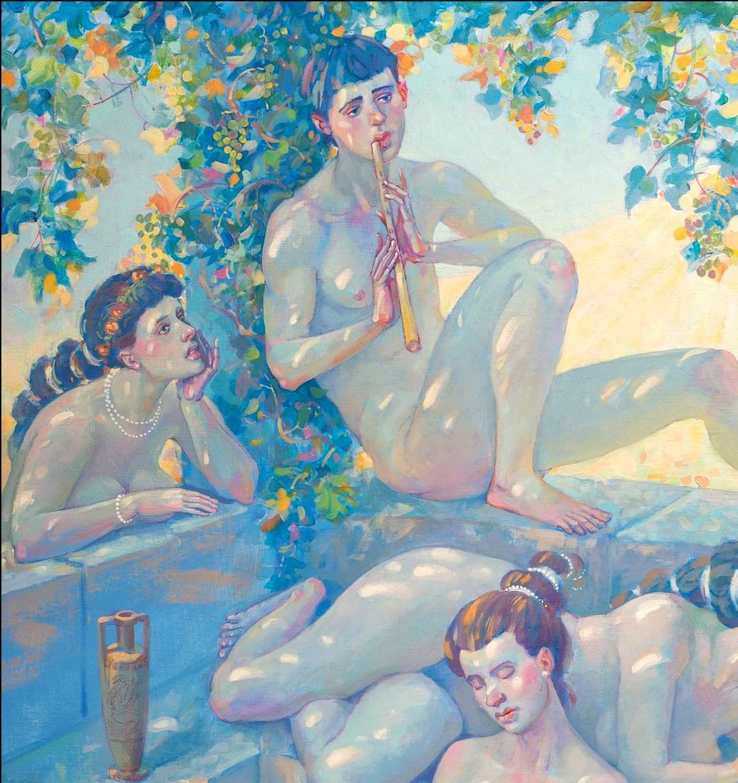 Acrylic painting Noon with the flute Nicolay Vydcovsky - 2