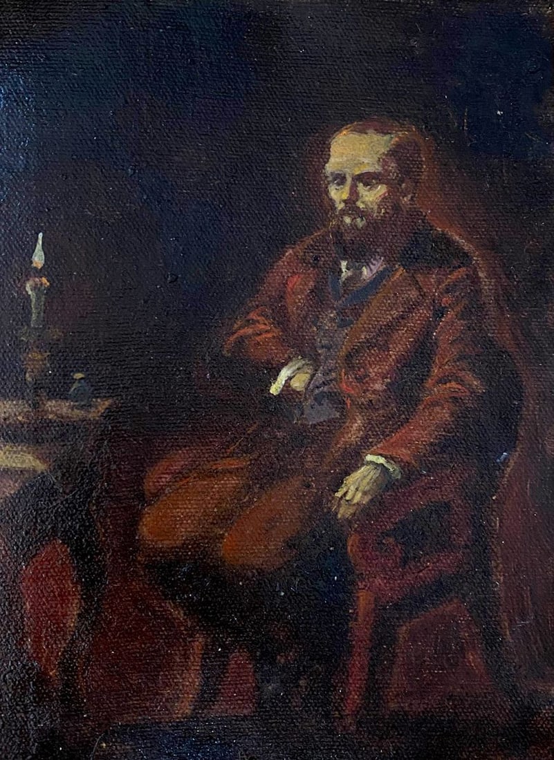 Oil painting Dostoevsky at the table Litvinov Oleg Arkad'yevich: Title: Oil painting Dostoevsky at the table Litvinov Oleg Arkad'yevich Description: NoLitv 481 *** ABOUT THIS PAINTING *** * TITLE: "Dostoevsky at the table" * ARTISTS: Litvinov Oleg Arkad'yevich *