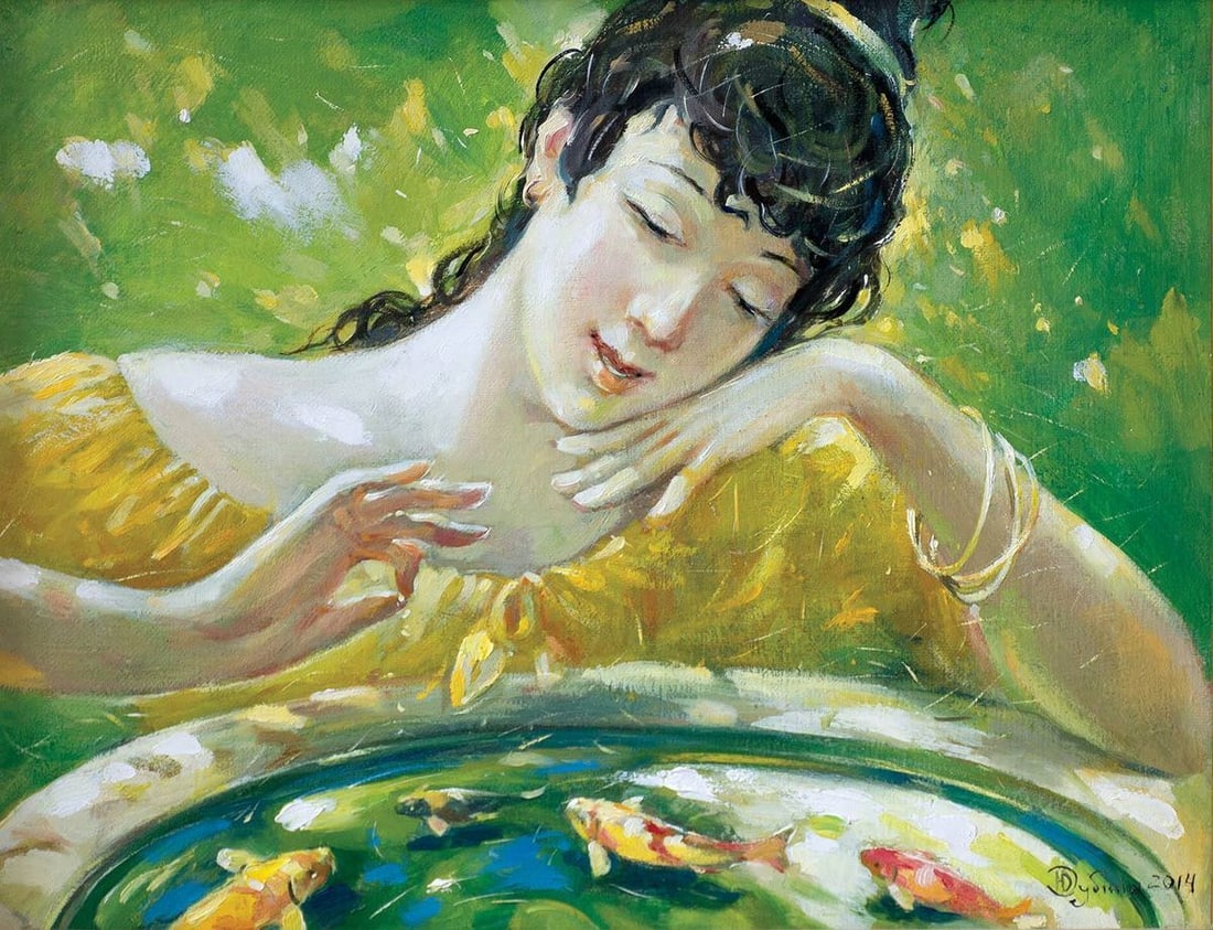 Oil painting Goldfish Titinin Yurii: Title: Oil painting Goldfish Titinin Yurii Description: NoDub 16 *** ABOUT THIS PAINTING *** * TITLE: "Goldfish" * ARTISTS: Titinin Yurii * SIZE: 30x40 cm/'11.81x15.74 inches' * MEDIUM: oil, canvas * 