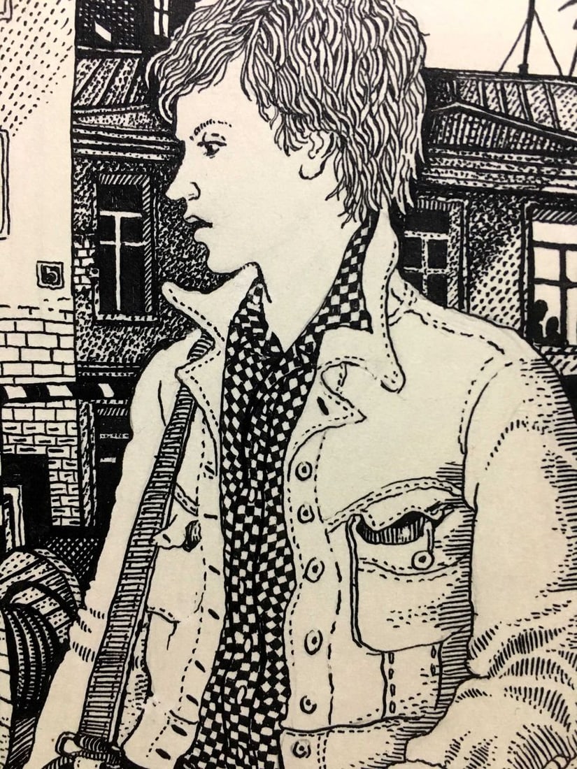 Ink pen painting sketches for a book portrait of a man Litvinov Alexander Semenovich - 4