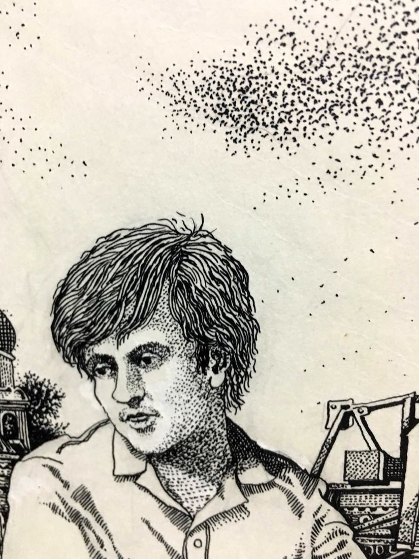 Ink pen painting graphics sketches for a book portrait of a man Litvinov Alexander Semenovich - 2