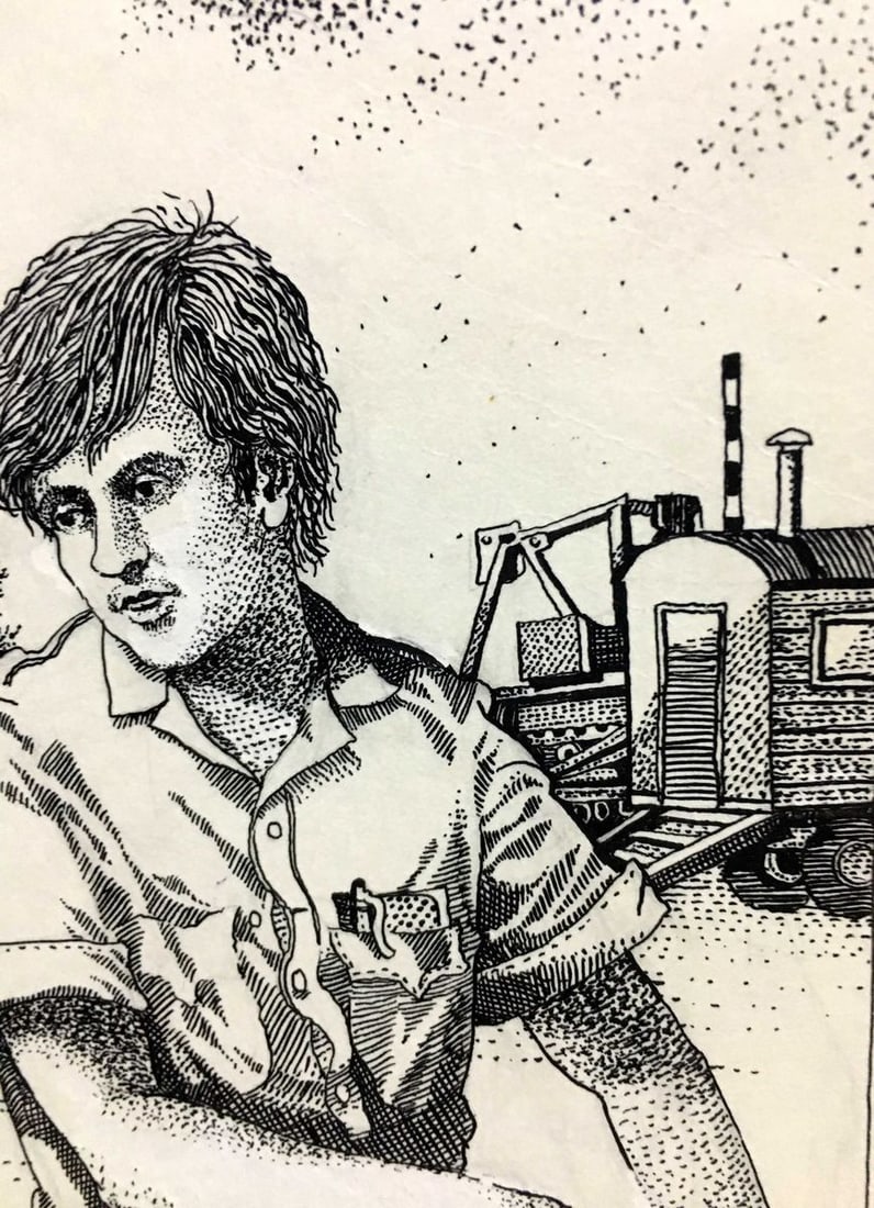 Ink pen painting graphics sketches for a book portrait of a man Litvinov Alexander Semenovich - 5