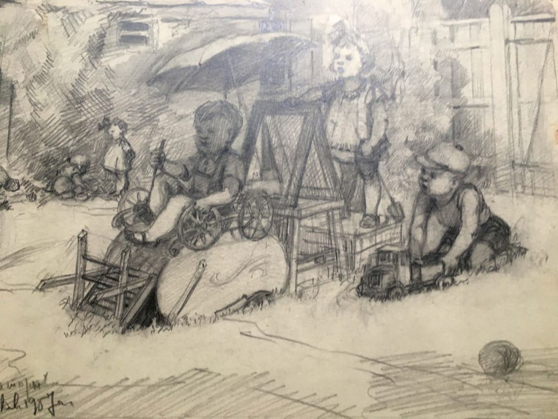 Pencil painting Children resting Dmitry Lednev - 5