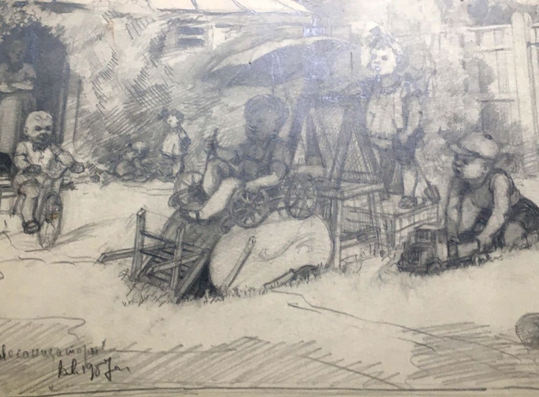 Pencil painting Children resting Dmitry Lednev - 8