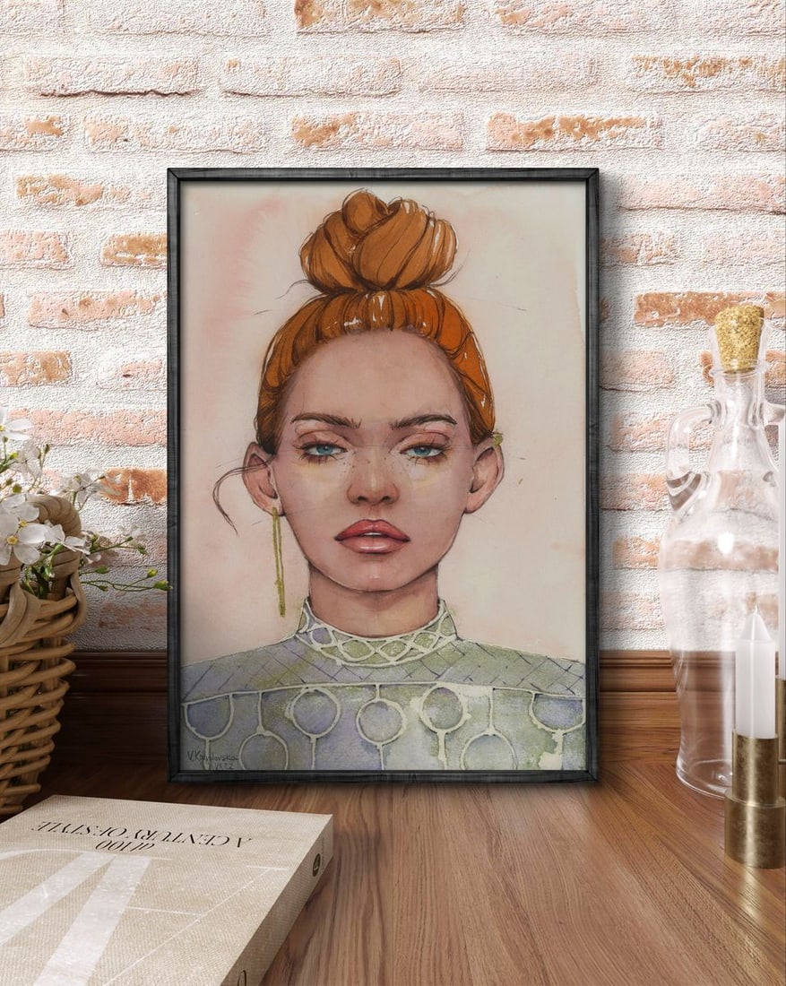Watercolor painting Gaze girl Victoria Kagalovska - 3