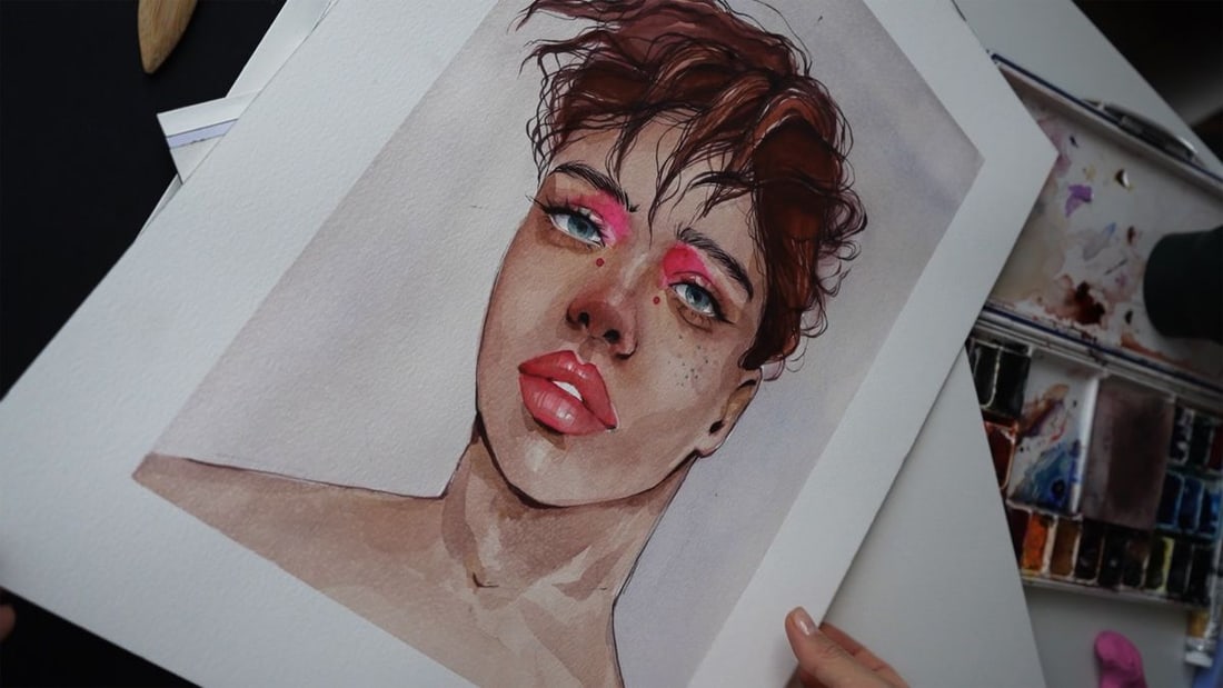 Watercolor painting Pink tint Victoria Kagalovska: Title: Watercolor painting Pink tint Victoria Kagalovska Description: NoKagal 24*** ABOUT THIS PAINTING **** TITLE: "Pink tint"* ARTISTS: Victoria Kagalovska* SIZE: 30x40 cm/'11.81x15.74 inches' *