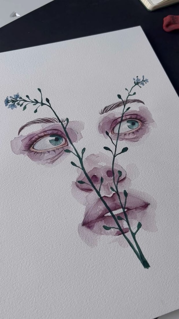 Watercolor painting Strange spring Victoria Kagalovska (1 of 1)