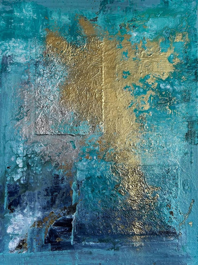 Acrylic painting The Birth of a Star Olga Melezhik: Title: Acrylic painting The Birth of a Star Olga Melezhik Description: NoMel 108Acrylic painting The Birth of a Star Olga Melezhik reveals a powerful abstract composition where color, movement, and te