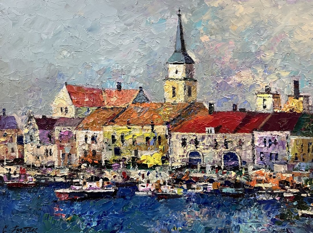 Oil painting City on the water Serhiy Rybak: Title: Oil painting City on the water Serhiy Rybak Description: NoGaller 401*** ABOUT THIS PAINTING **** TITLE: "City on the water"* ARTISTS: Serhiy Rybak* SIZE: 18x24 cm/'7.08x9.44 inches' * MEDIUM: