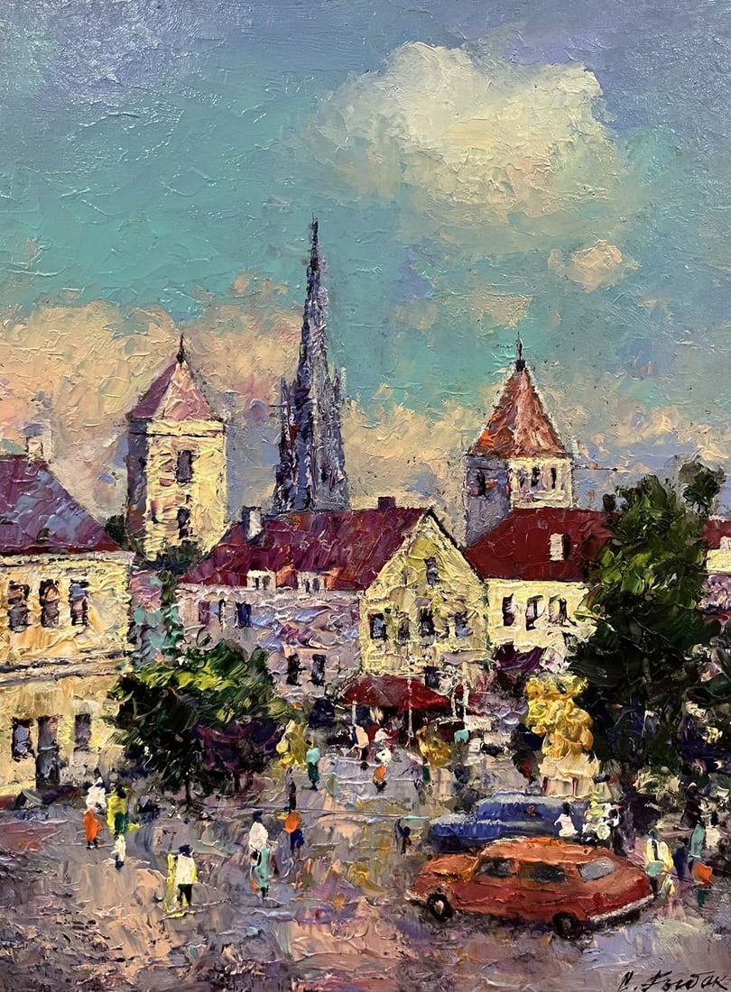 Oil painting Busy city street Serhiy Rybak (1 of 7)