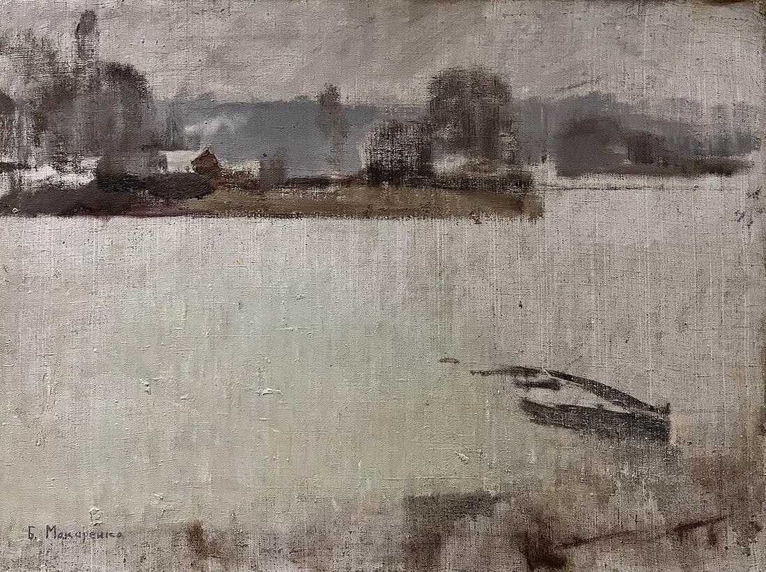 Oil painting Mild thaw Bohdan Makarenko: Title: Oil painting Mild thaw Bohdan Makarenko Description: NoGaller 4*** ABOUT THIS PAINTING **** TITLE: "Mild thaw"* ARTISTS: Bohdan Makarenko* SIZE: 60x80 cm/'23.62x31.49 inches'* MEDIUM: oil,