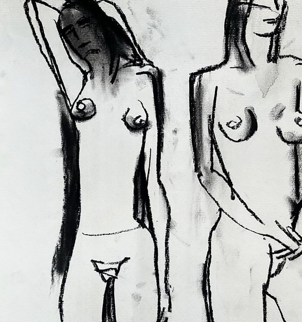 Coal painting With the naked Anatoly Tertychny - 4