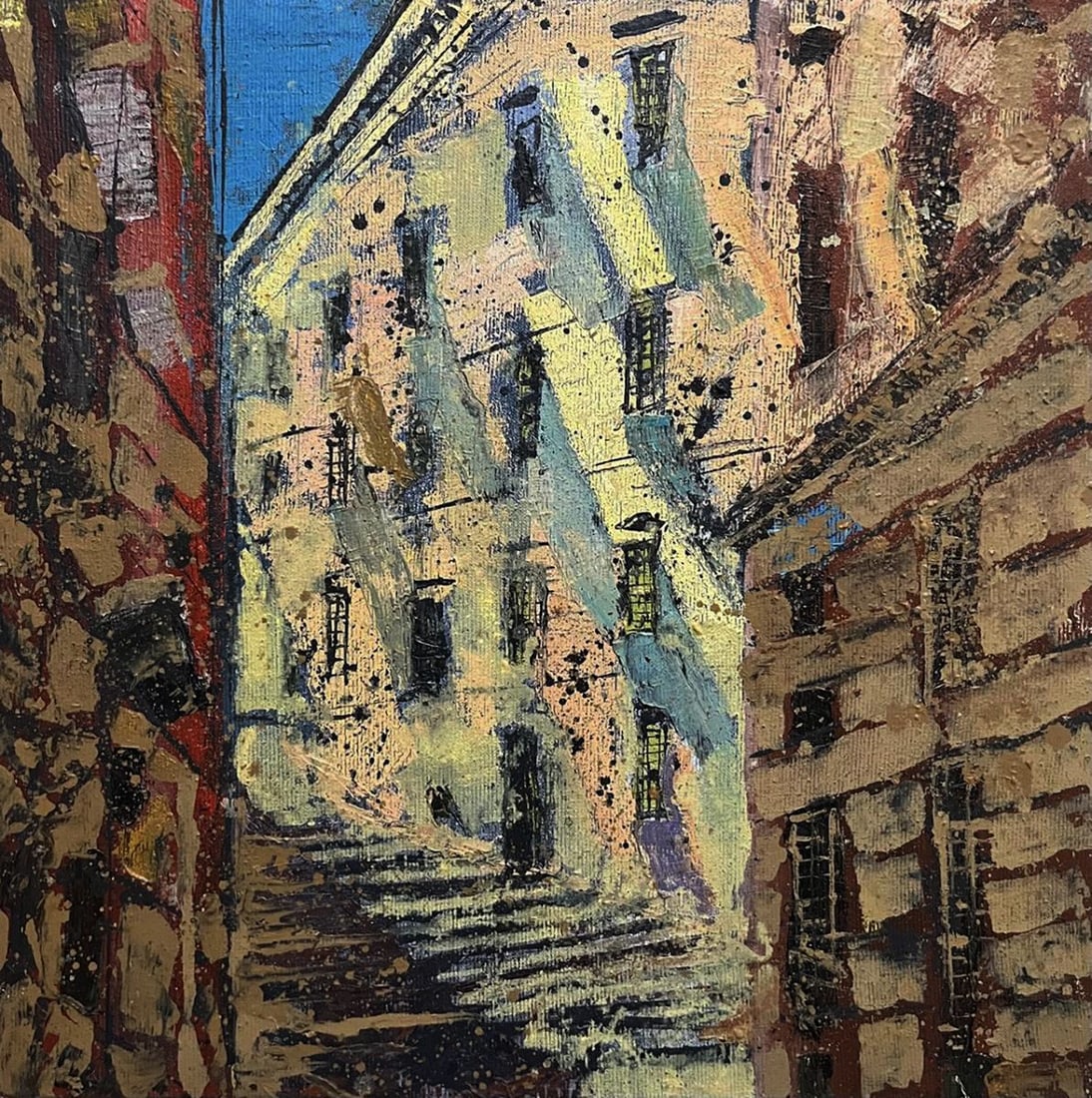 Oil painting Some street Serhiy Kovalev: Title: Oil painting Some street Serhiy Kovalev Description: NoGaller 94*** ABOUT THIS PAINTING **** TITLE: "Some street"* ARTISTS: Serhiy Kovalev* SIZE: 70x70 cm/'27.55x27.55 inches'* MEDIUM: oil, can