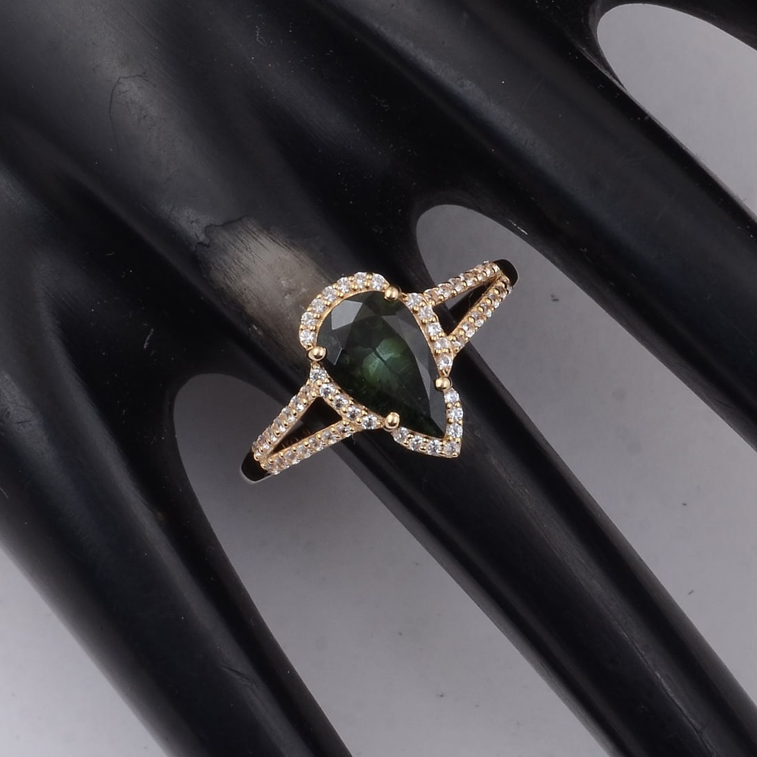 1.55 Ct Pear Tourmaline 9K Gold Ring - 2