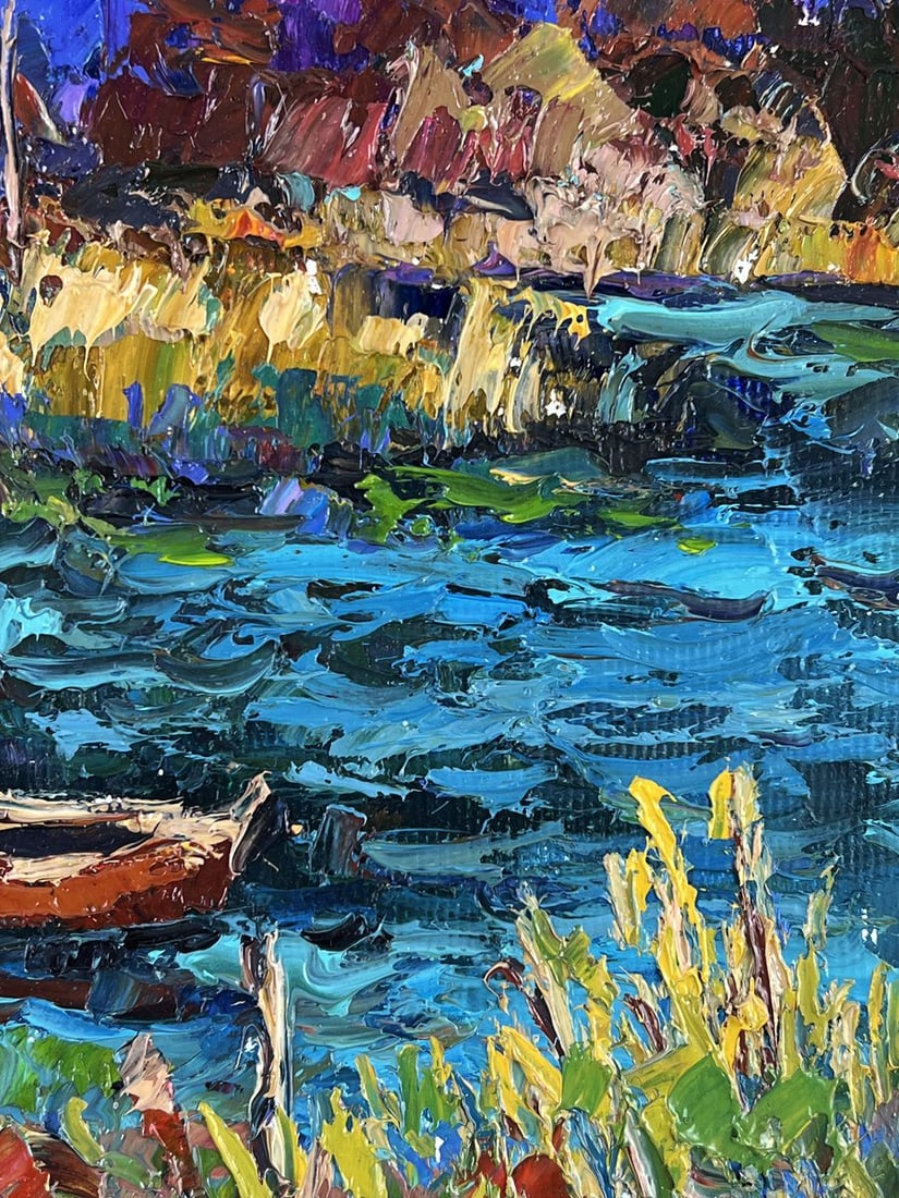 Oil painting Boats on the Shore in the Evening Oksana Ivanyuk - 10