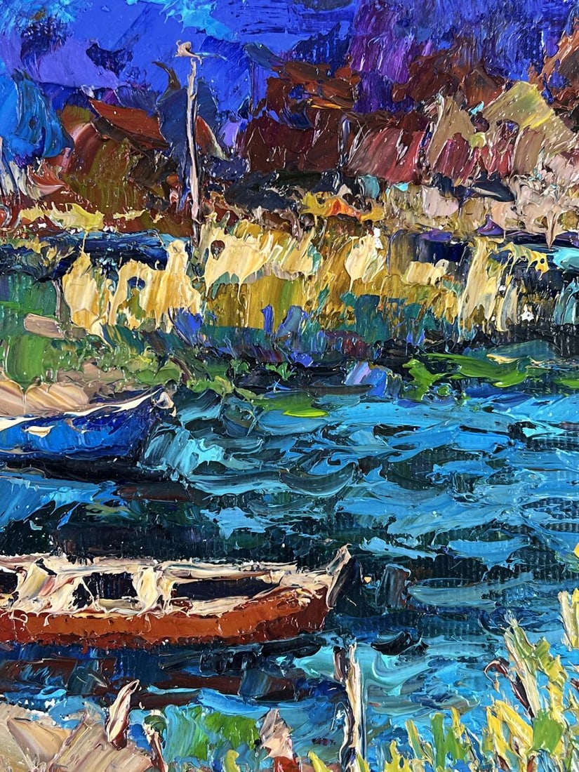 Oil painting Boats on the Shore in the Evening Oksana Ivanyuk - 8