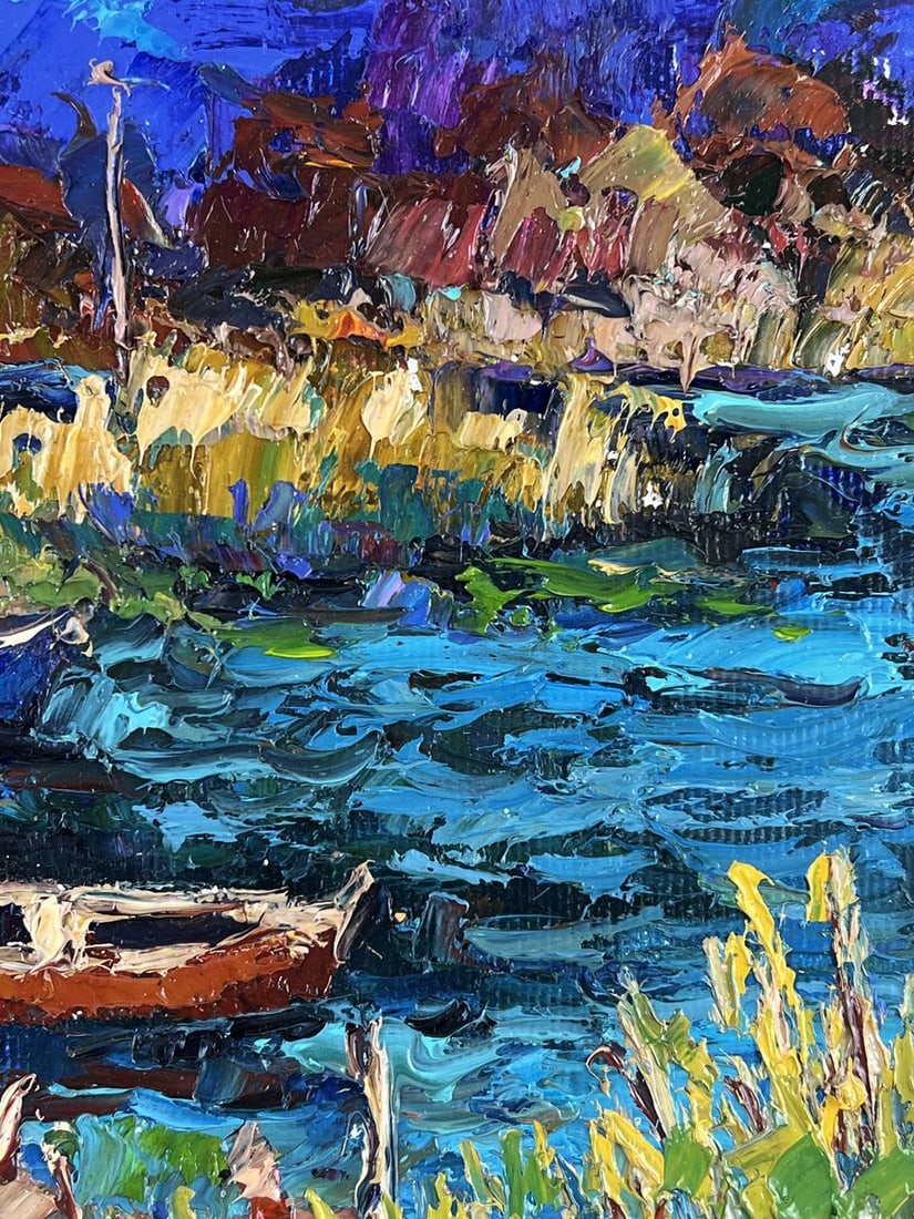 Oil painting Boats on the Shore in the Evening Oksana Ivanyuk - 9