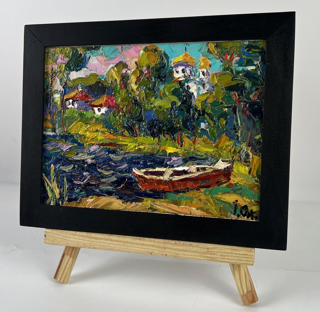 Oil painting Above the Lake in the Village Oleksiy Ivanyuk - 2
