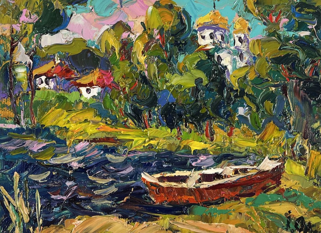 Oil painting Above the Lake in the Village Oleksiy Ivanyuk - 3
