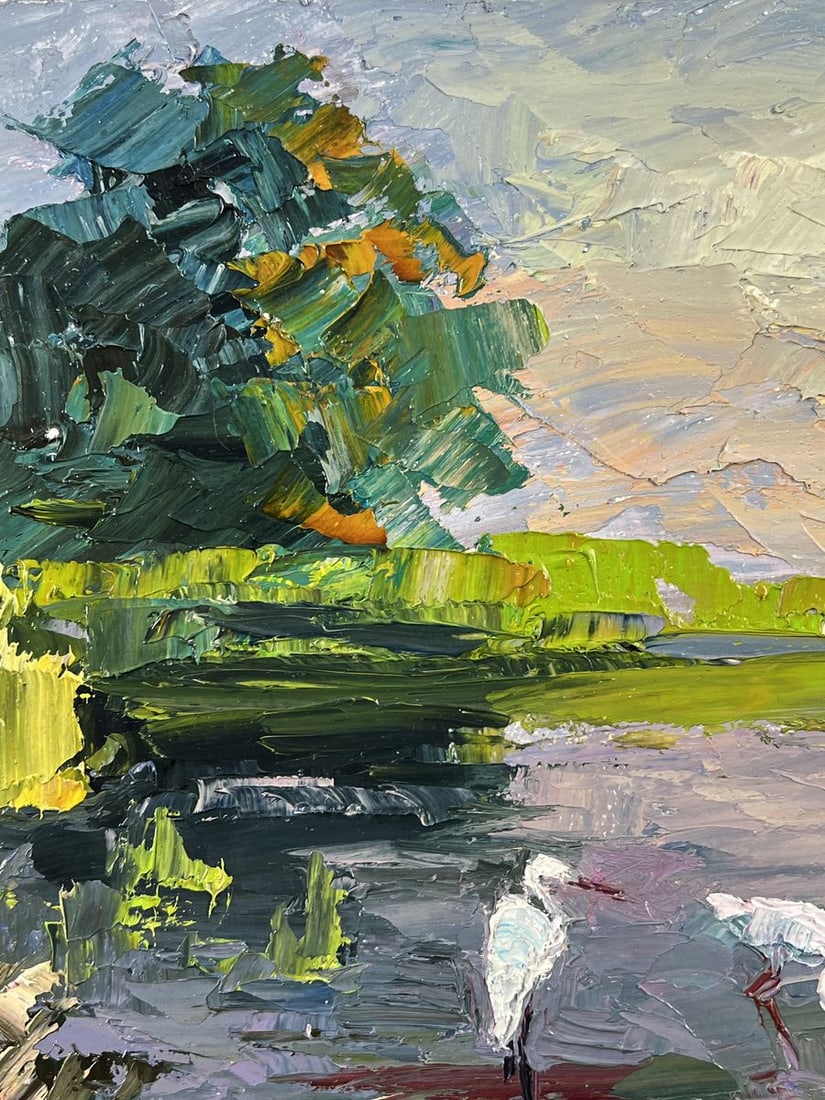Oil painting Storks by the Pond Boris Serdyuk - 6