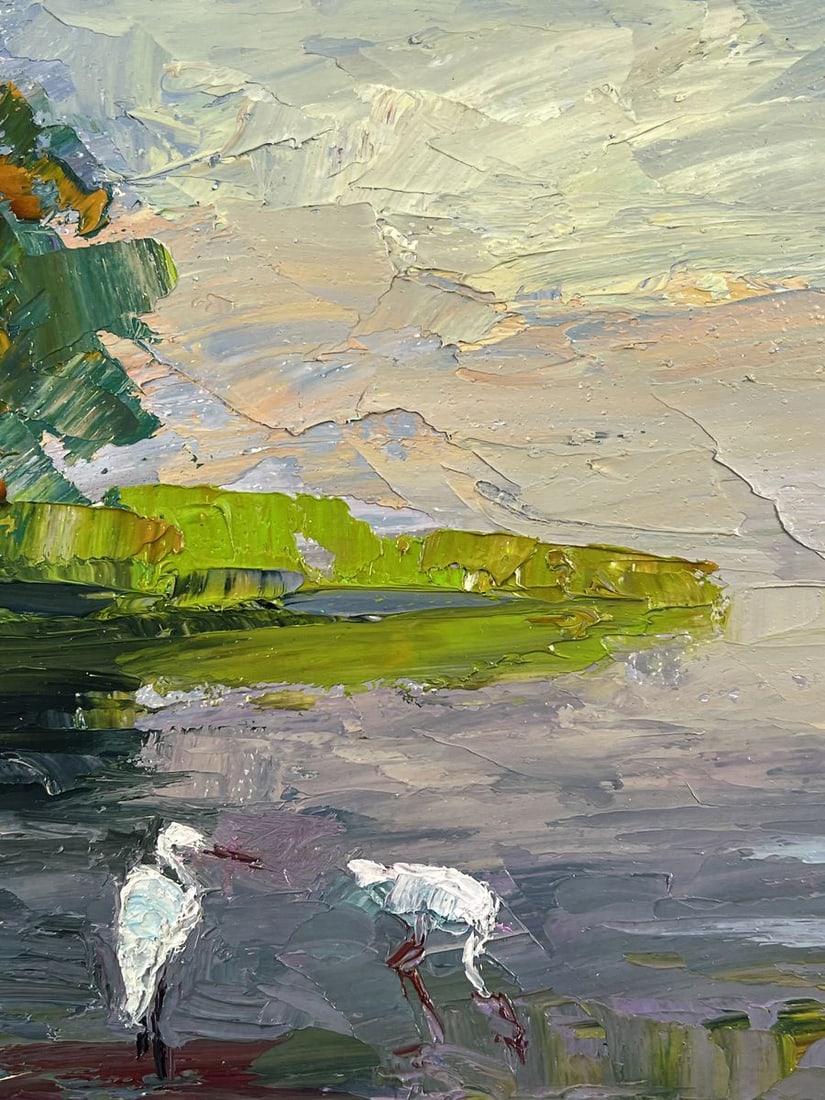 Oil painting Storks by the Pond Boris Serdyuk - 8