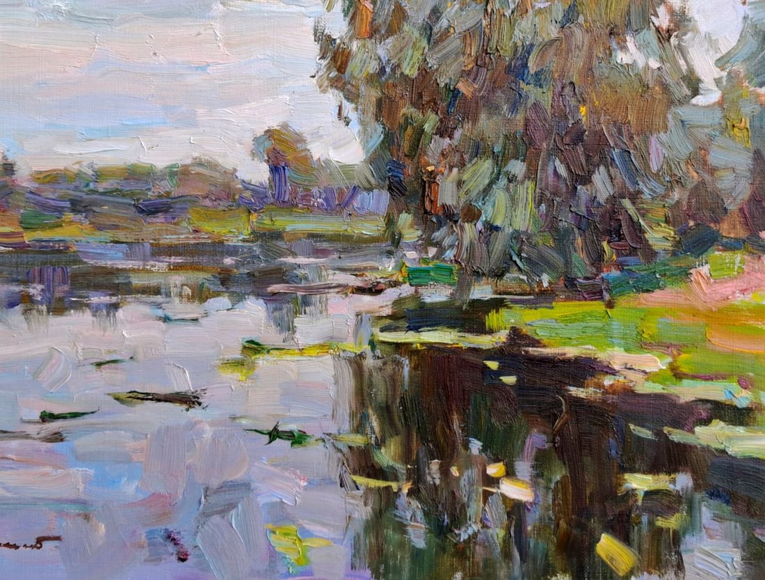 Oil painting By the Pond In Nature Vyacheslav Pereta - 5