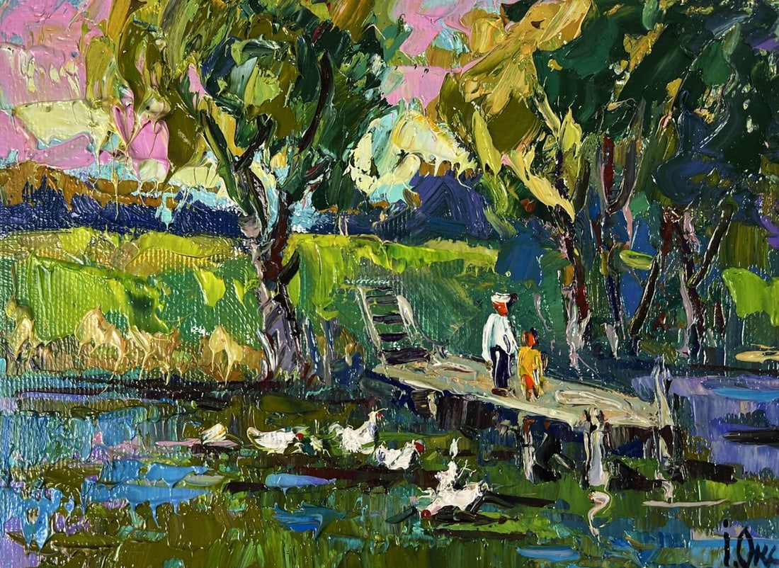 Oil painting Relaxing near the lake Oksana Ivanyuk - 3