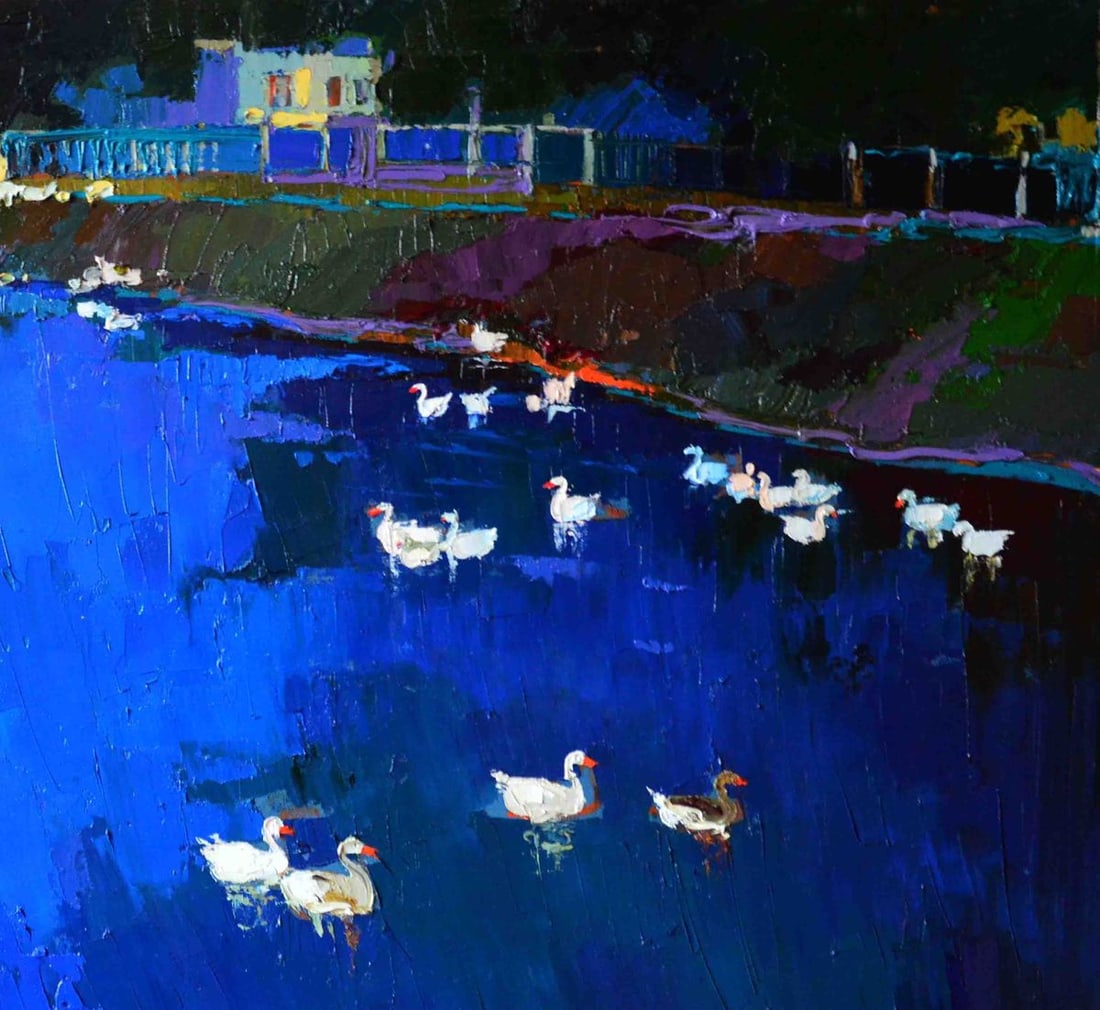Oil painting Goslings in the lake Natalia Korf-Ivaniuk - 3