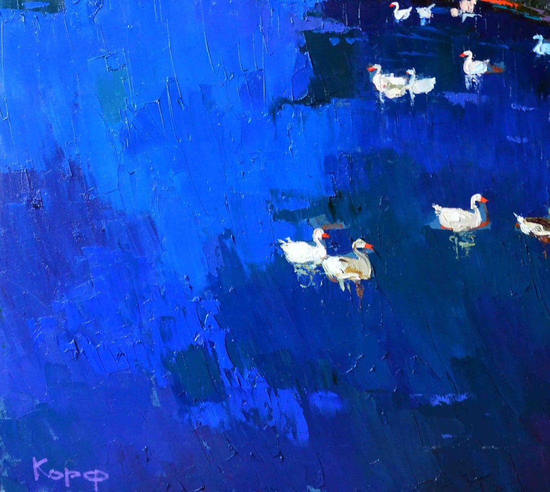 Oil painting Goslings in the lake Natalia Korf-Ivaniuk - 4