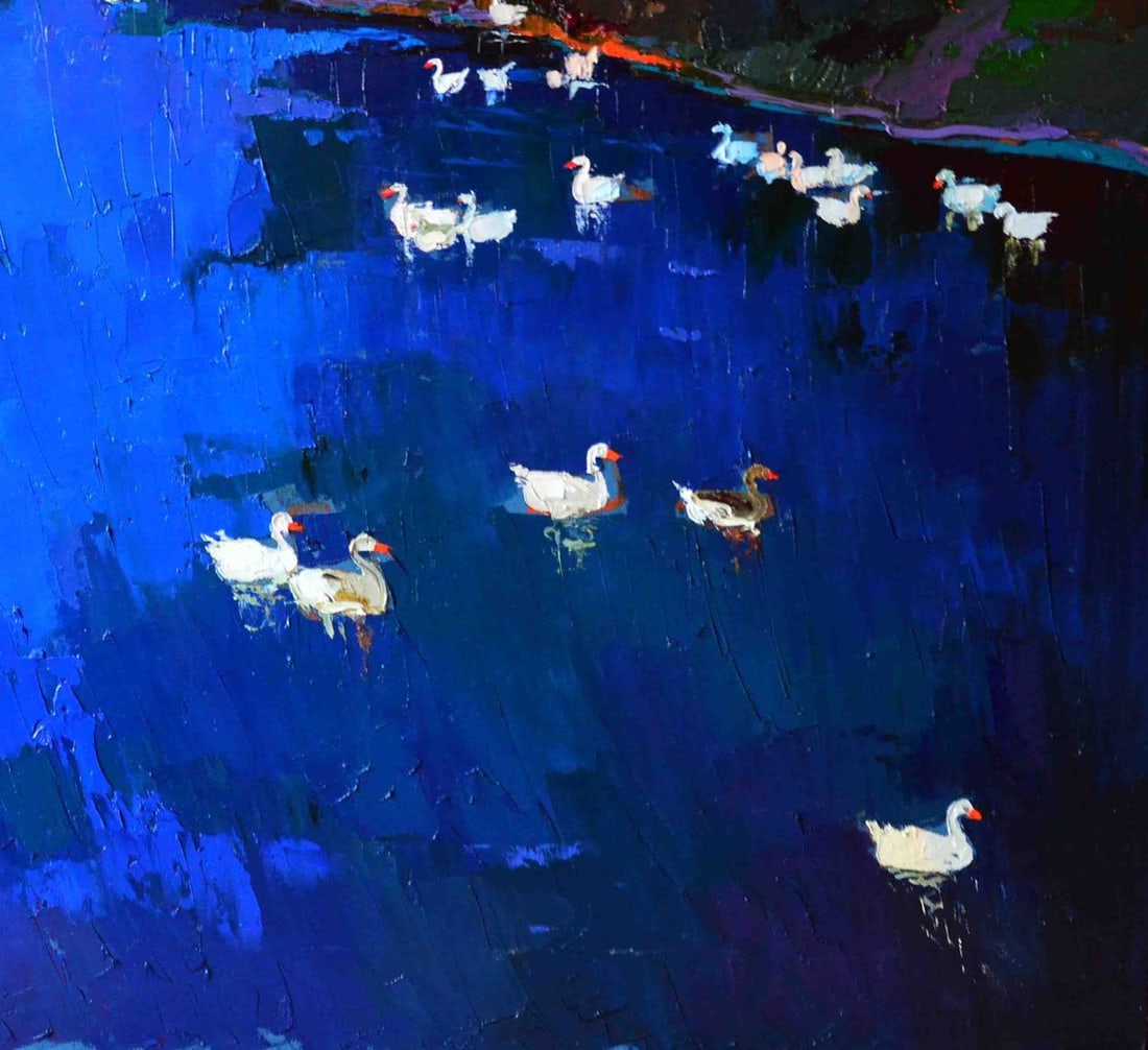 Oil painting Goslings in the lake Natalia Korf-Ivaniuk - 5