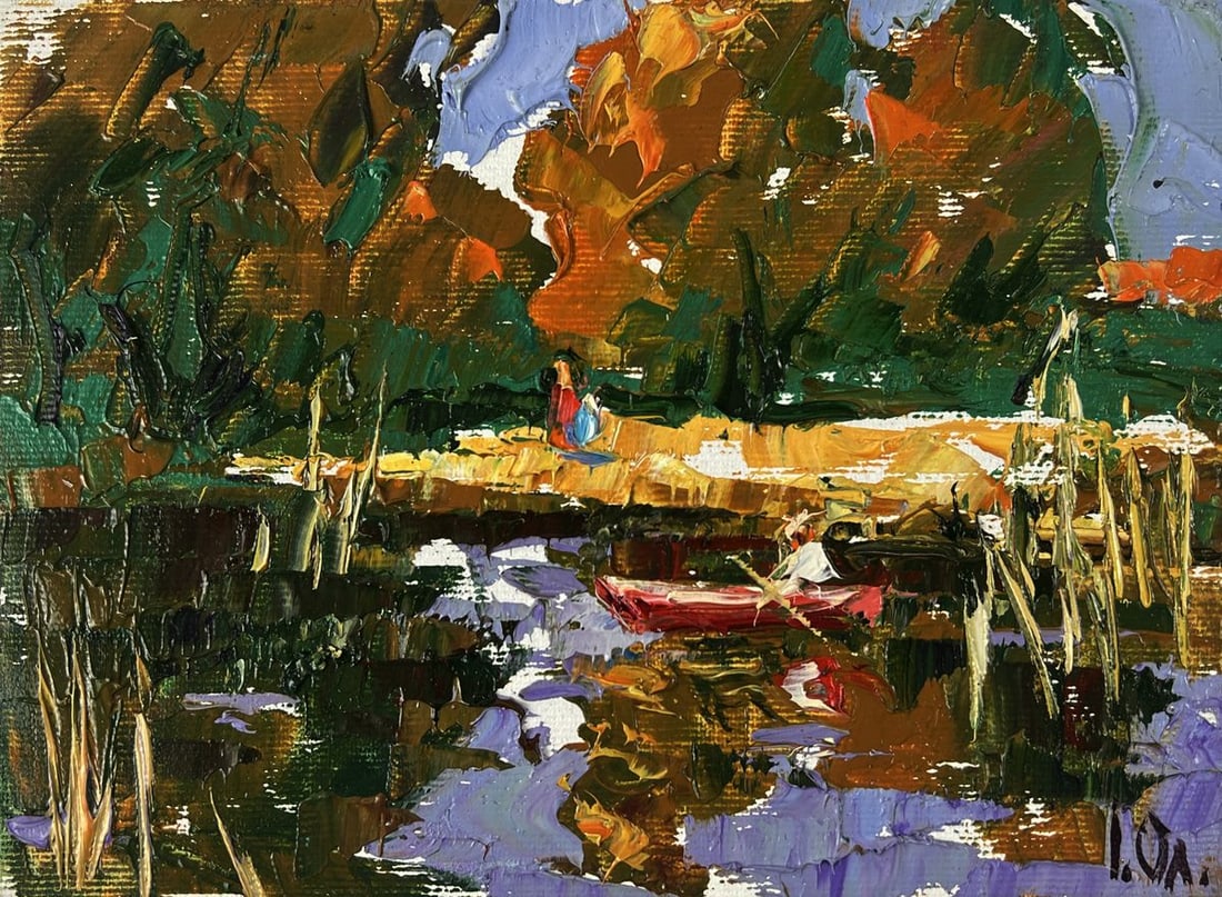 Oil painting On the autumn lake Oleksiy Ivanyuk - 3