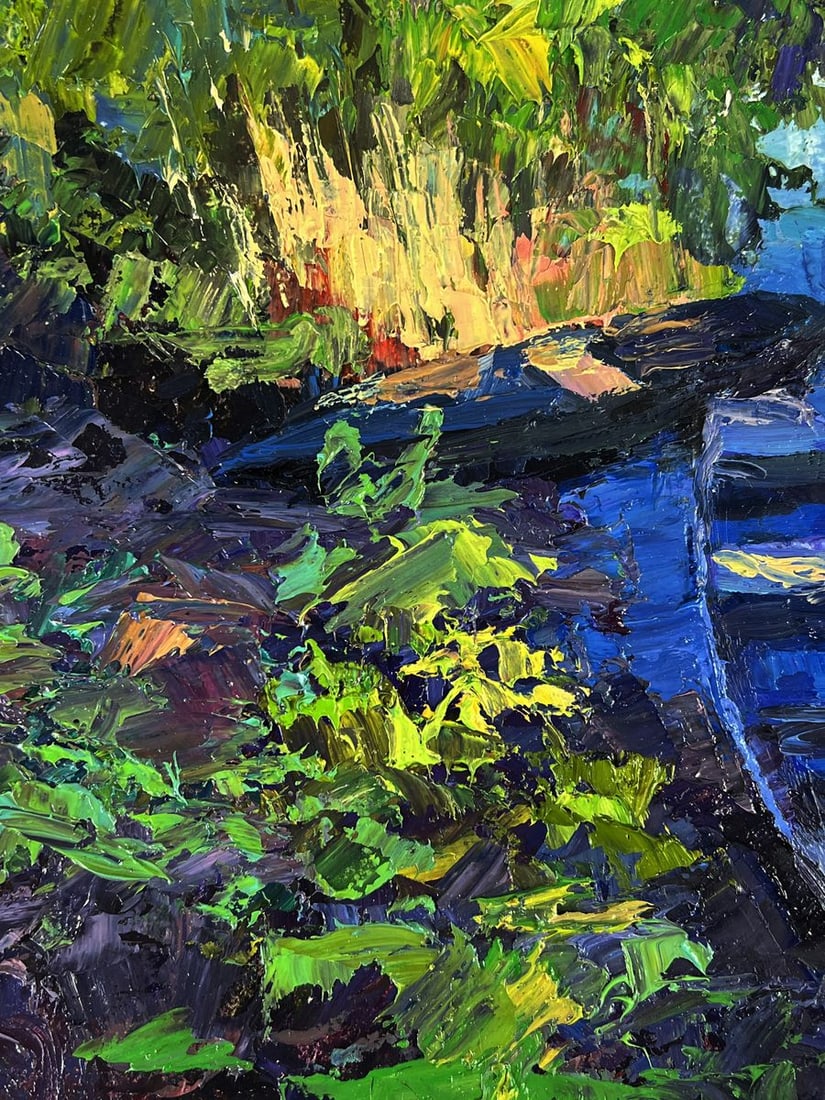 Oil painting Boats on a summer lake Boris Serdyuk - 5