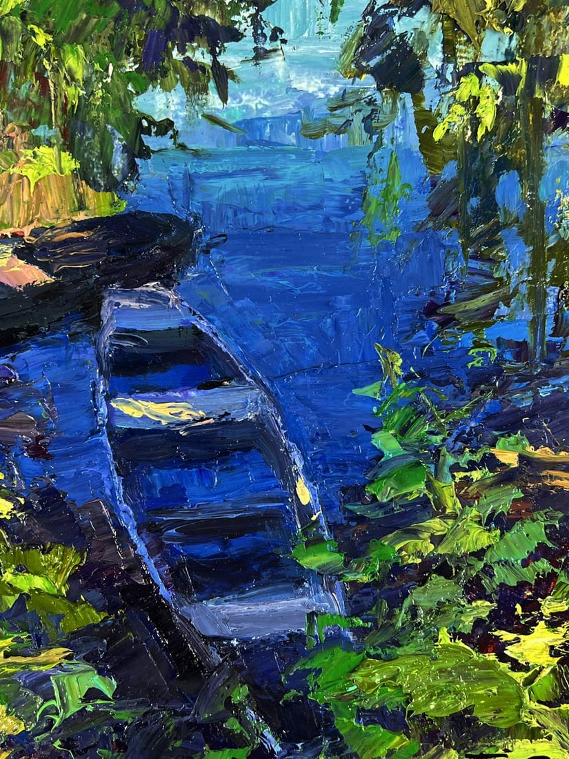 Oil painting Boats on a summer lake Boris Serdyuk - 7