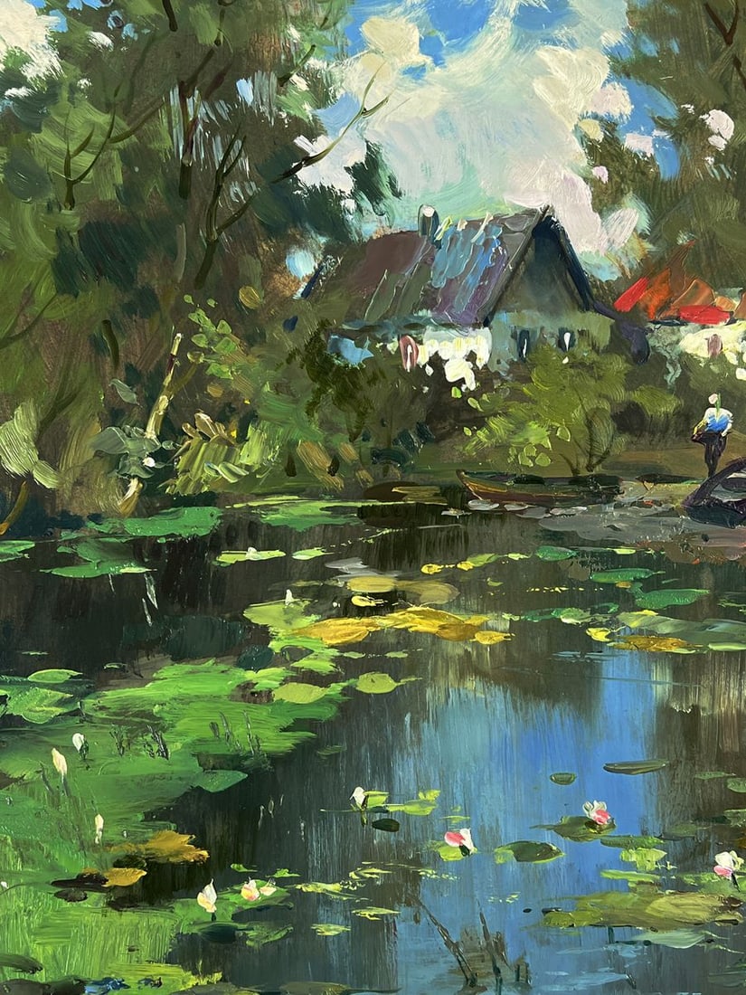Oil painting A village lake behind the trees Yuriy Suprunchuk - 6