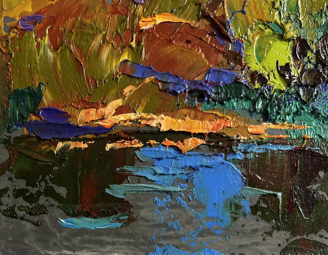 Oil painting The boat is sailing on the lake Alex Kalenyuk - 5