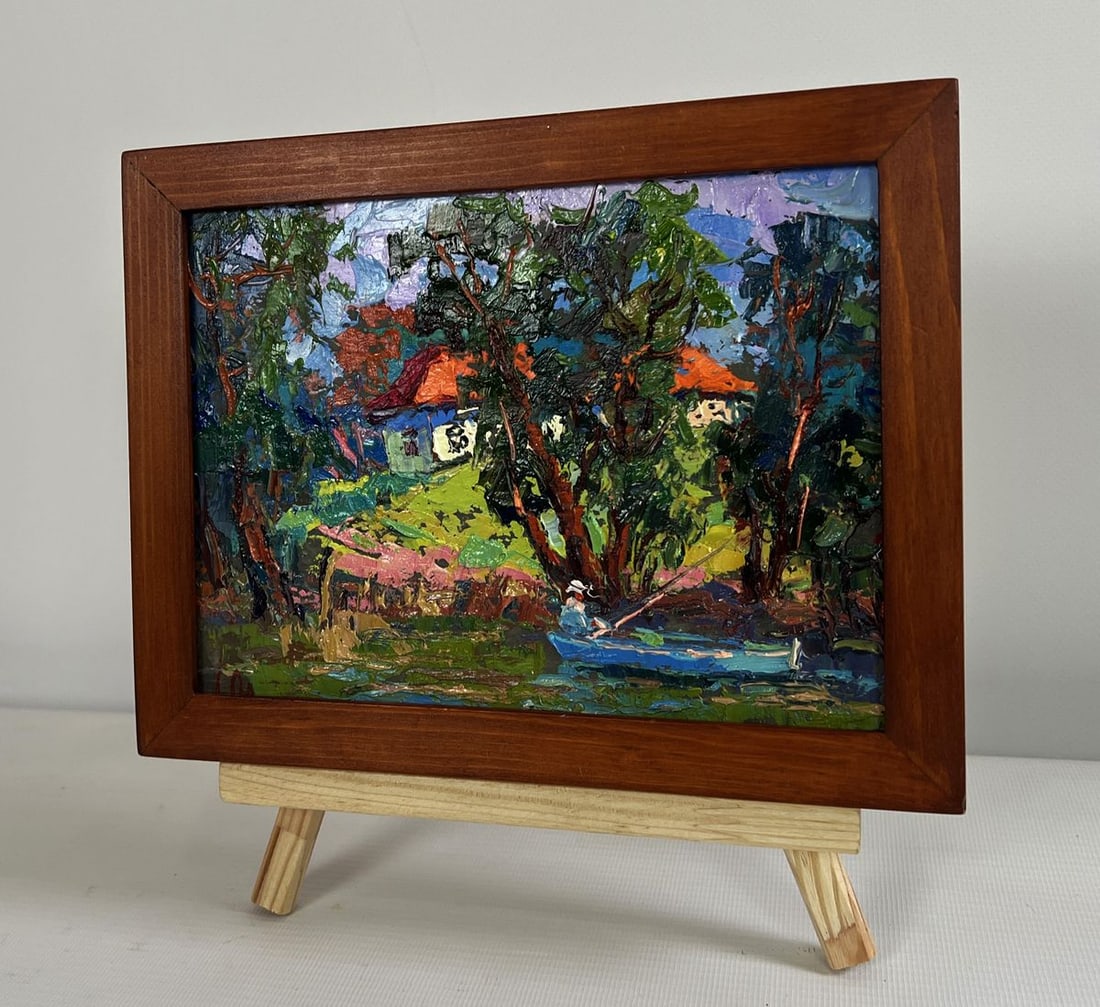 Oil painting Fishing in the summer Alex Kalenyuk - 2